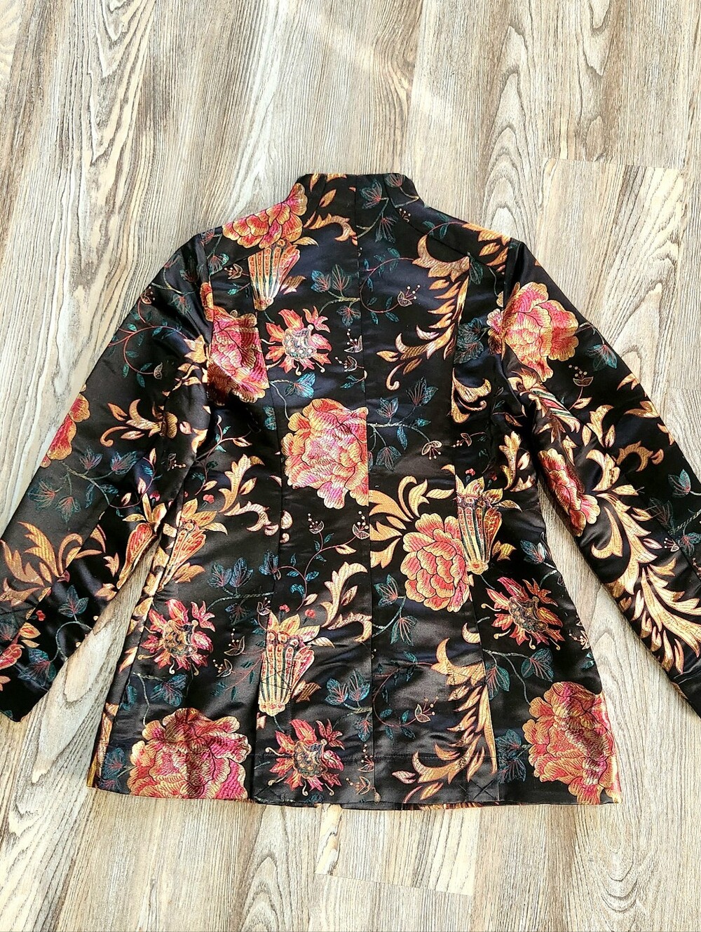 Soft Surroundings Moon Dynasty Satin Kimono Jacket Womens M Black Multi Brocade - Picture 2 of 15